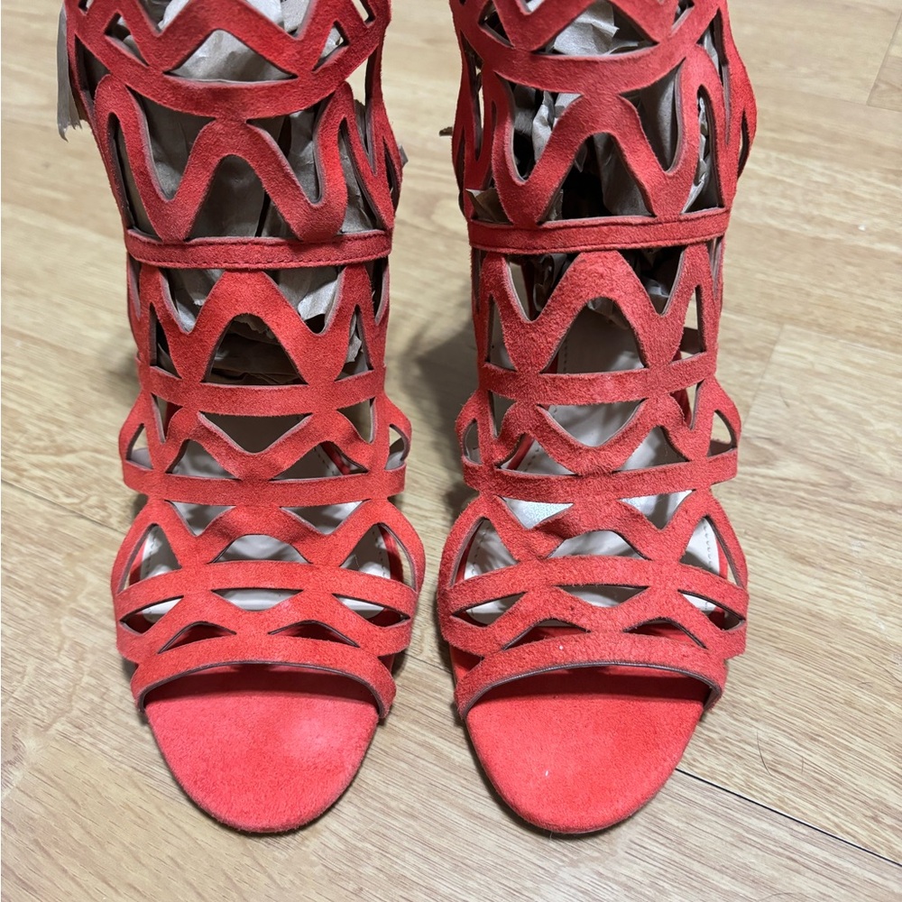 Vince Camuto Fiery Coral Heeled Sandals size 7.5